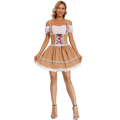 Karneval Oktoberfestbier Internationales Bierfest Kostüm Strümpfe / Strumpfhosen Schürze Dirndl Oktoberfest / Bier Bayerisch Dienstmädchen Bayerisch Deutsch München Wiesn Damen Stoff im Image