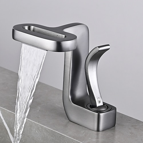 Waschbecken Wasserhahn - Wasserfall Galvanisierung Mittellage Einhand Ein LochBath Taps Image