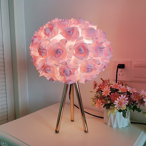 tischlampe moderne hochzeit dekoration ehe 3000-6000k schlafzimmer schreibtischlampe kreative rosen blume licht wohnzimmer lampe nachttischlampen Image