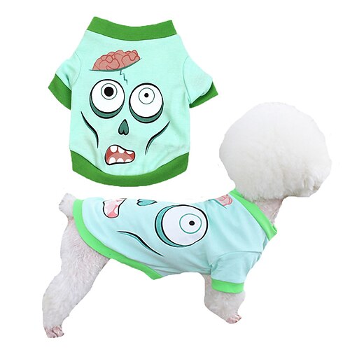 Hund Katze Hemd / T-Shirt Party Lustig Wasserdicht Atmungsaktiv Weich Waschbar Bequem Outdoor Halloween Alltagstauglich Hundebekleidung for Bichon Frise Zwergspitz Baby Haustier Papillon Klein Image