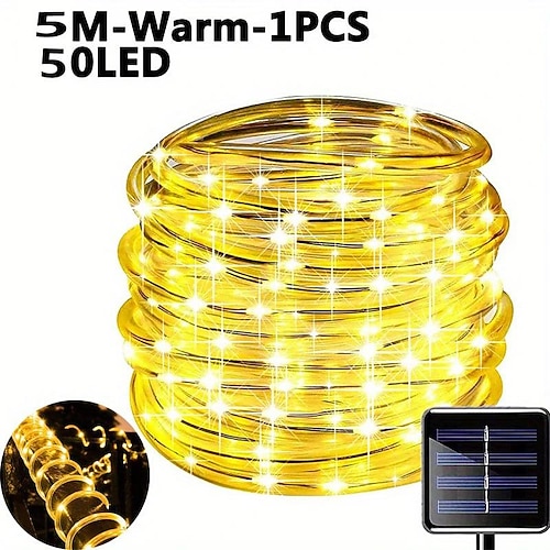 1pc Solar Tube Lichterkette 8 Modi Wasserdicht Outdoor LED Kupferdrahtlichter Für Garten Dekor Lampe Hochzeitsfeier BaumHalloween Feiertagsdekoration Licht Image