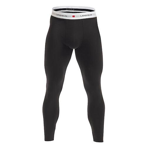 Herren Lange Unterhosen Thermounterwäsche Thermohose Einfarbig Basic Einfach Heim Täglich Elasthan Warm Atmungsaktiv Lange Hose Hose Elastische Taille Winter Herbst Schwarz Grau Image
