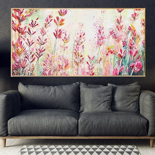 Handgefertigte, handgemalte Wandkunst, weiße Blumenlandschaft, Ölgemälde auf Leinwand, groß, abstrakt, modern, Boho-Blumengemälde, Heimdekoration, Dekor, gerollte Leinwand, kein Rahmen, ungedehnt Image