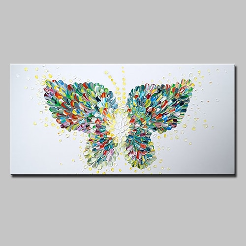 Mintura handgefertigte Schmetterlings-Ölgemälde auf Leinwand, Wandkunst, Dekoration, modernes abstraktes Tierbild für Wohnkultur, gerolltes, rahmenloses, ungedehntes Gemälde Image