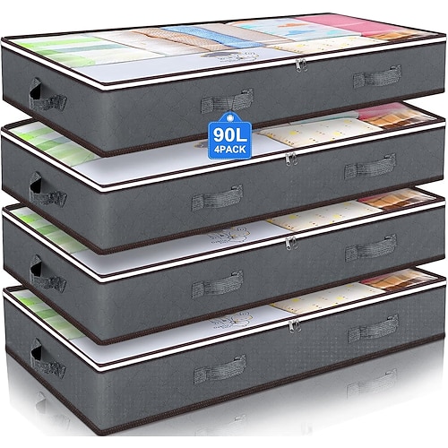 Aufbewahrungsbehälter für unter das Bett, Schrankorganizer und Aufbewahrungsbehälter, faltbare Aufbewahrungstaschen für unter das Bett für Decken, Handtücher, Bettdecken, Pullover, Kissen, Bettwäsche, Geschenkpapier. Image