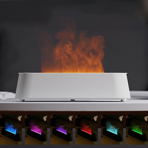 Kreative 3D-Simulation Flamme Luftbefeuchter Haushalt bunte Atmosphäre Licht intelligente Fernbedienung Luftbefeuchter USB Desktop leise Luftbefeuchter mit großem Nebelvolumen Heimdekoration Image