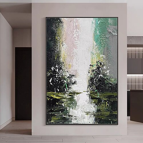 Mintura handgemachte abstrakte Landschaftsölgemälde auf Leinwand, Wandkunst, Dekoration, modernes Bild für Heimdekoration, gerolltes, rahmenloses, ungedehntes Gemälde Image