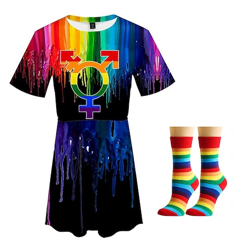 Kleid Socken Regenbogen 3D Party Grafik für Damen Erwachsene 3D-Druck für Karneval Pride Parade Pride-Monat Image