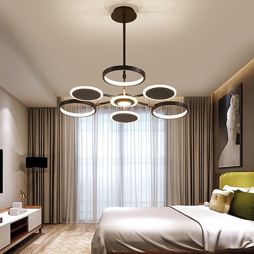 6/8/12 Köpfe LED-Pendelleuchte Kronleuchter modern schwarz gold Kreis verstellbares Design Metall künstlerischer Stil aushöhlen lackierte Oberflächen zeitgenössischer nordischer Stil 110-120 V 220-240 V Image