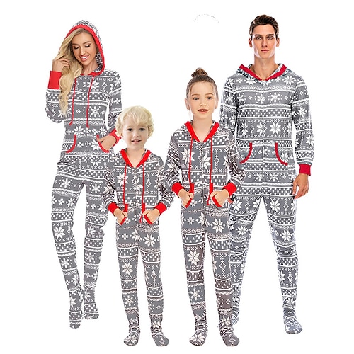 Rentier Familie Weihnachten Pyjamas Kigurumi-Pyjamas Weihnachtspyjamas Damen Weihnachten Passende Familienoutfits Erwachsene Weihnachten Karneval Maskerade Heiligabend Weihnachten Party Einteiler