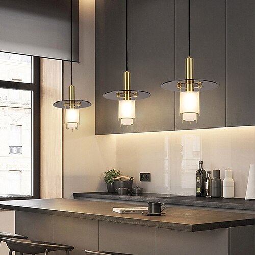 LED-Pendelleuchte, gold-schwarz, Hängelampe, einfache Café-Restaurant-Bar-Pendelleuchte, Metall-Acryl-Kunst-Droplight-Taschenlampe, Beton-Deckenleuchte, 110–240 V Image