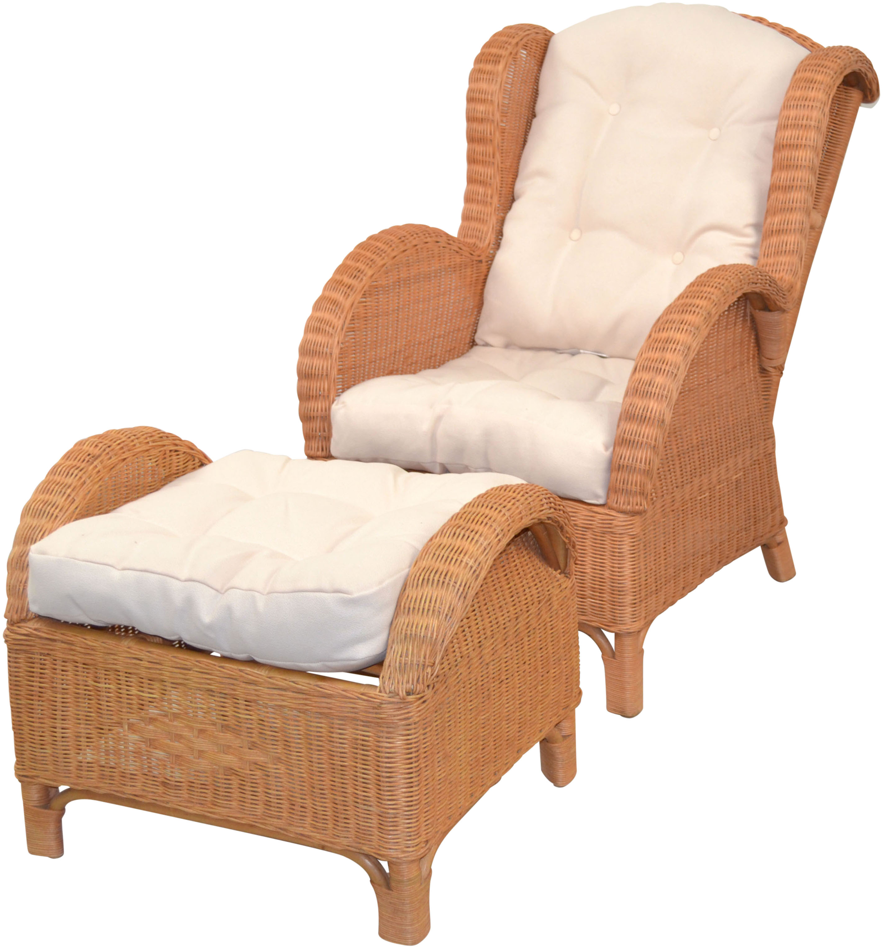 Ohrensessel, gelb (honigfarben), B:66cm H:96cm T:89cm, HOFMANN LIVING AND MORE, Sessel, Handgeflochten