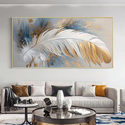Handmade Oil Painting Canvas Wall Art Decor Original Feather Painting for Home Decor With Stretched Frame/Without Inner Frame Painting