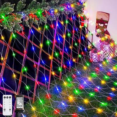 Christmas Decorative Net Light Low Voltage Safety Plug 8 Function Remote Control Wedding Holiday Halloween Indoor and Outdoor Decoration 6 4m 672Led/3 2m 192Led/1.5 1.5m-96Led