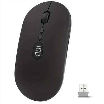 Wireless Lightweight Mouse With Battery Display Screen 2.4G Slim Portable Wireless Mice For Laptop Rechargeable Cordless Silent Click Computer Mouse Up To 1600 DPI For PC Mac Macbook Office