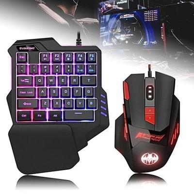 Mini Colorful RGB Backlit One-Handed Gaming Keyboard Game Comfortable Left Hand Game Keypad and Mouse for LOL CS PC PS4 Xbox Gamer