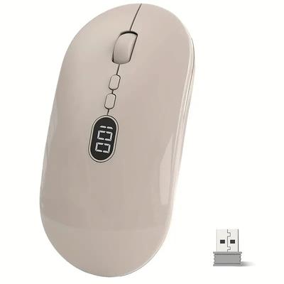 Wireless Lightweight Mouse With Battery Display Screen 2.4G Slim Portable Wireless Mice For Laptop Rechargeable Cordless Silent Click Computer Mouse Up To 1600 DPI For PC Mac Macbook Office