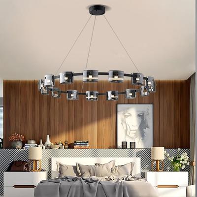 Ceiling Chandelier Lamp Black Crystal Luxury Chandelier Modern Farmhouse Crystal Chandelier Ceiling Light Compatible with Living Room Foyer Dining Room Hallway Bedroom 85-265V