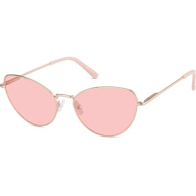 Zenni Women's Cat-Eye Rx Sunglasses Rose Gold Stainless Steel Full Rim Frame