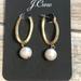 J. Crew Jewelry | J.Crew Jcrew Earrings Drop Dangle Gold Tone Twist Faux Pearl Nwt Msrp $38 | Color: Gold/White | Size: Os