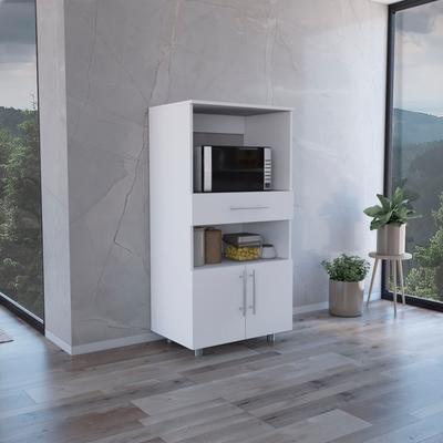 Pantry Cabinet with Microwave Stand, Multi-Functional with Drawer and 2-Door