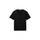 TOM TAILOR Herren Basic T-Shirt mit V-Ausschnitt, schwarz, Uni, Gr. XXL