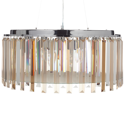Kronleuchter Chromeisen Deckenlampe mit Glaskristallen Beleuchtung glamour Stil Wohnzimmer Esszimmer