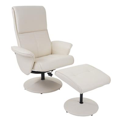 HHG - Relaxsessel Stockholm, Fernsehsessel Relaxliege TV-Sessel mit Hocker Kunstleder, creme Image