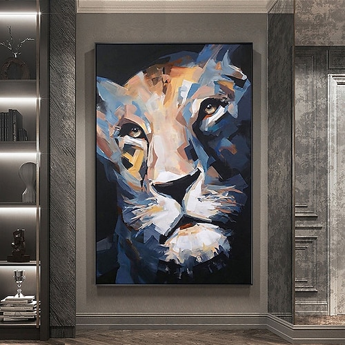 Löwe Ölgemälde auf Leinwand handgemalt großes abstraktes Löwe Ölgemälde Leinwand Wandkunst moderne impressionistische Tiermalerei Kunstwerk Bild für Wohnzimmer Schlafzimmer Dekor Image