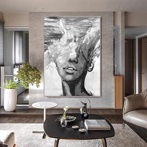 abstrakte Dame Malerei handgemalte Frau Gesicht Ölgemälde Kunstwerk Frau Leinwand Dekor handgemalte Wandkunst Frau Meer Sturm Leinwand Ölgemälde Kunst gesichtslose Porträt Malerei nackt Ölgemälde Image