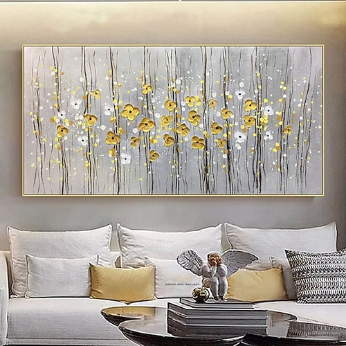Ölgemälde mit gelb-schwarzer Blume auf Leinwand, großes Blumen-Ölgemälde, handgemachte Wandkunst, abstraktes Strukturgemälde, Wandkunst, individuelles Gemälde, modernes Kunstwerk, Ölgemälde für Image
