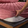 Housse de matelas matelassée épaisse en peluche, drap-housse chaud et doux en velours cristal, King Queen, non inclus, taie d'oreiller
