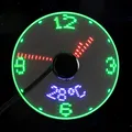 Ventola dell'orologio portatile RGB LED Night light 5V USB Hand Fan Display della temperatura in