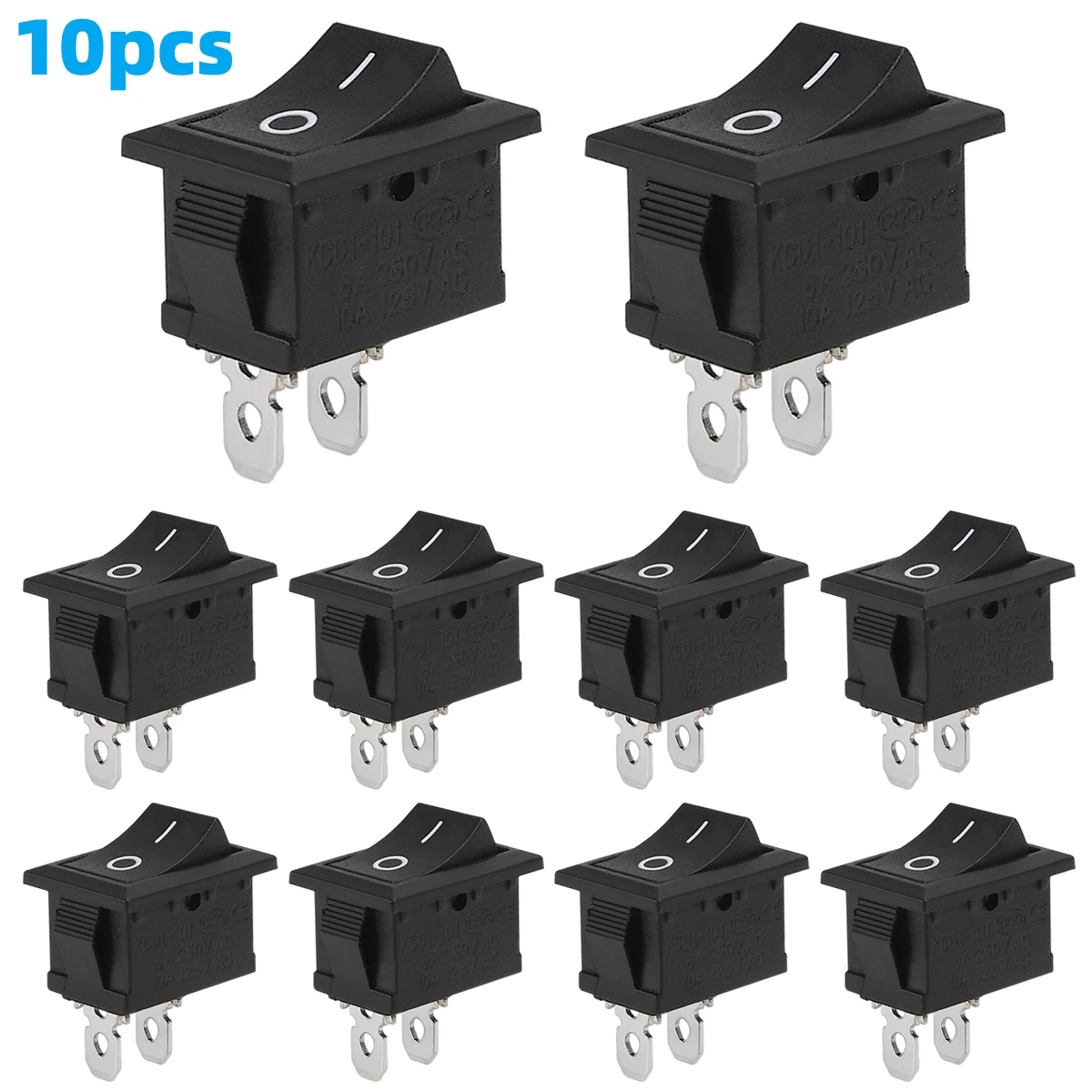10 pz Snap-in Barca Interruttore A Bilanciere Toggle Power SPST ON-OFF 2 Pin AC 250 V 6A 125 V 10A 2 Pin Posizione Interruttore A Scatto per Auto Barca