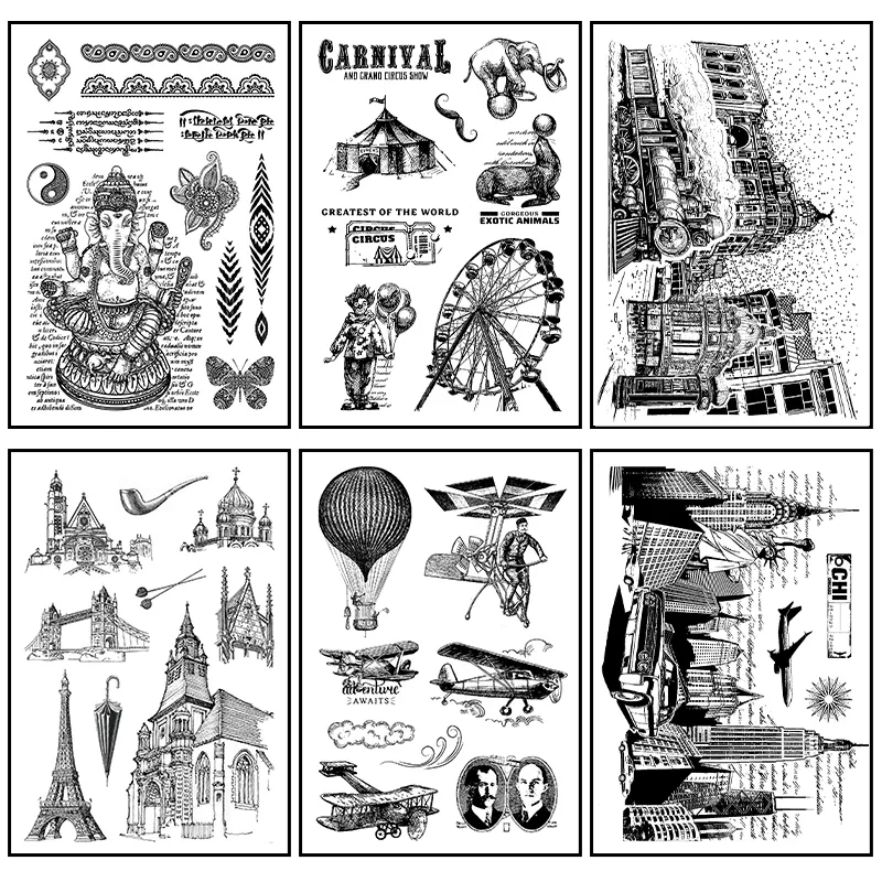 Vintage Landschaft/Schloss klare Stempel DIY Scrap booking Fotoalbum Dekoration Junk Journal ing Silikon transparenten Stempel Image