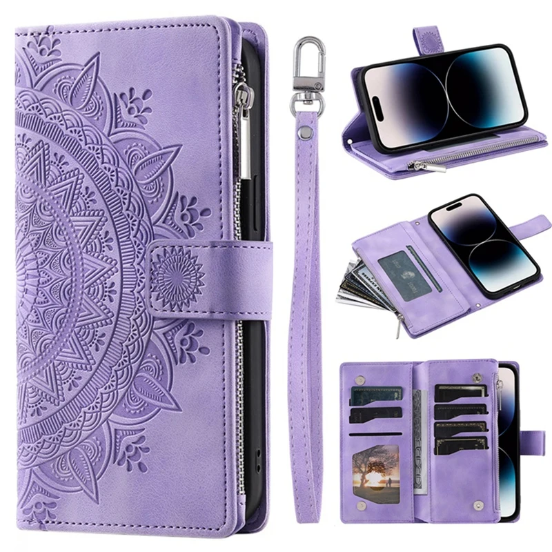 Zipper Wallet Case für MOTOROLA Moto G54 G34 G04 E13 G53 G13 G23 G72 G62 G73 G50 G30 G71 G31 G41 G POWER Leder Karte Telefon Tasche Image