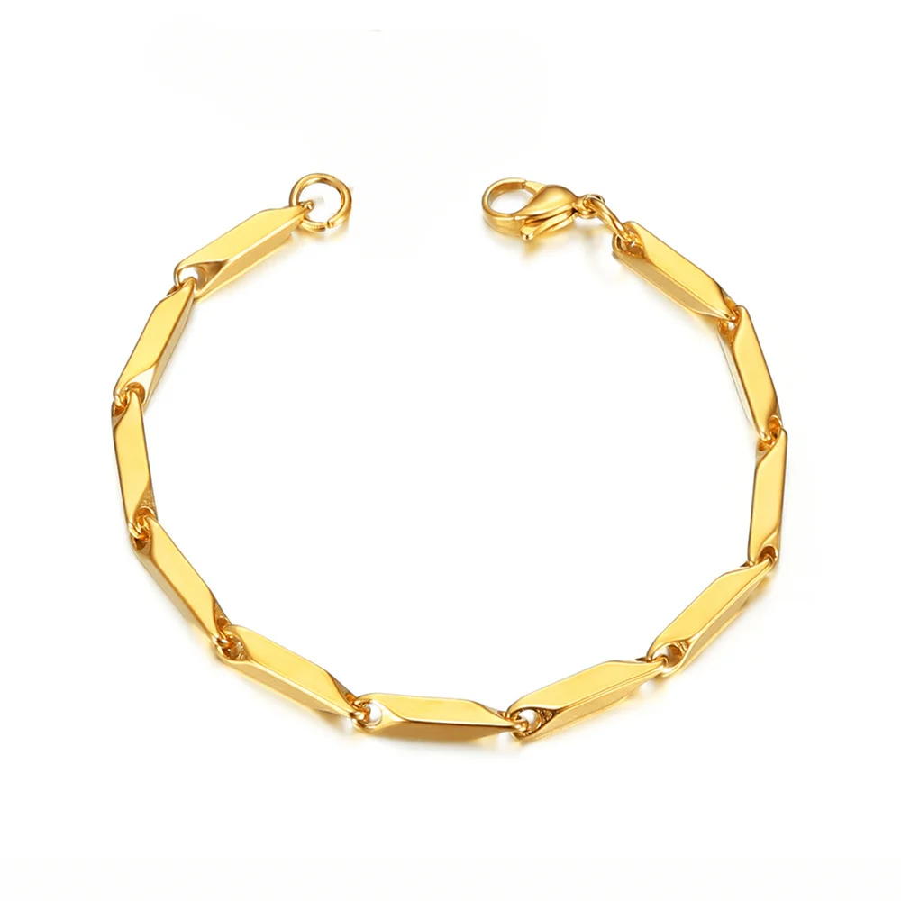 Punk Unregelmäßige Kette Link Armbänder 18/21 cm Gold Silber Farbe Edelstahl 3mm Hand Kette für Männer frauen Hip Hop Schmuck Geschenk