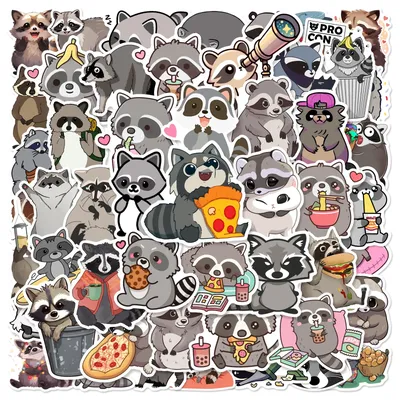 50 stücke Procyon lotor Tiere Cartoon Graffiti Aufkleber DIY Telefon Gitarre Laptop Notebook Koffer Tasse Wasserdichte Aufkleber Kinder Spielzeug Image