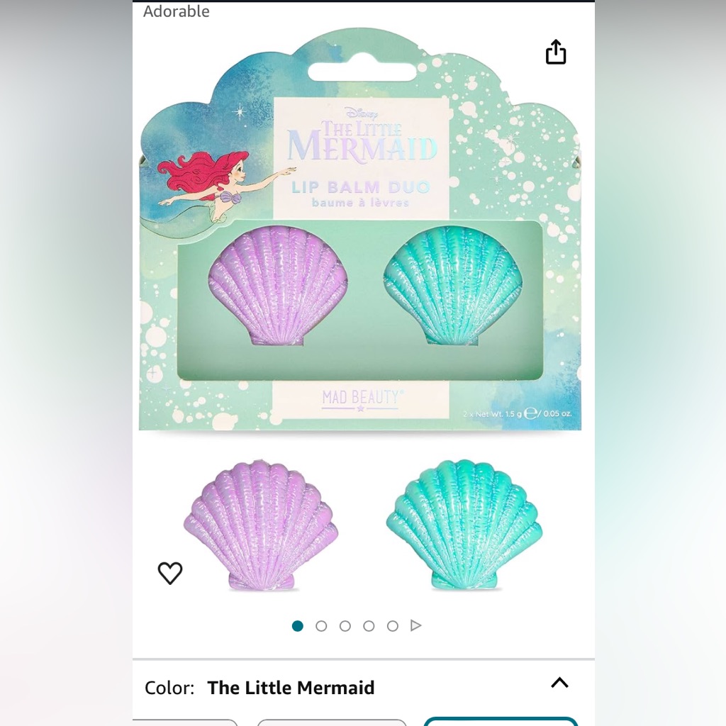 Disney Makeup | Disney Princess Ariel X Mad Beauty Shell Lip Balm Duo | Color: Green/Purple | Size: Os