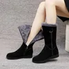 Neue Warme Chelsea Hohe Pelz Stiefel Winter Schuhe für Frauen Mode Schnee Flache Stiefel Plus Samt Große Größe Mid-kalb 41, Botas Mujer