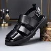 Elegante echte Leder Herren Sandalen Luxus Business Freizeit schuhe Männer rutsch feste Arbeits schuhe Plattform Gladiator Sandal ias Größe 48