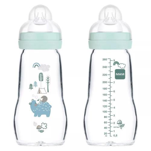 MAM Feel Good Zuigfles Glass Matt Boy 2 Maanden+ 260 ml Flaschen