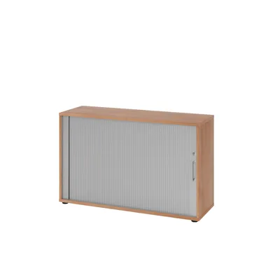 Hammerbacher-Rollladenschr.hor. 2OH 120cm BS Nussba/Silber-V1732S/N/S/BS Image