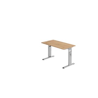 Hammerbacher-Schreibtisch C-Fuß 120x67cm Asteiche/Silber-VOS612/R/S