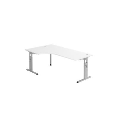 Hammerbacher-Winkeltisch C-Fuß 200x120cm 90°Weiß/Silber-VOS82/W/S