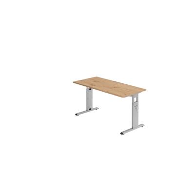 Hammerbacher-Schreibtisch C-Fuß 140x67cm Asteiche/Silber-VOS614/R/S