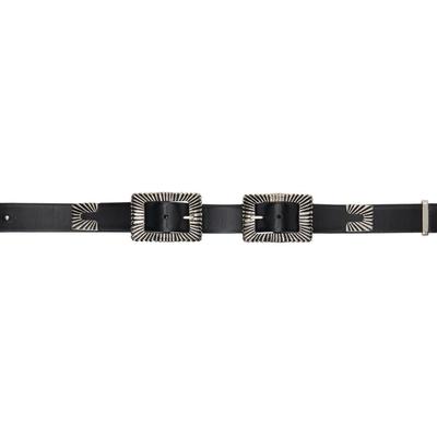 Double Square Buckle Belt - Black - Toga Belts