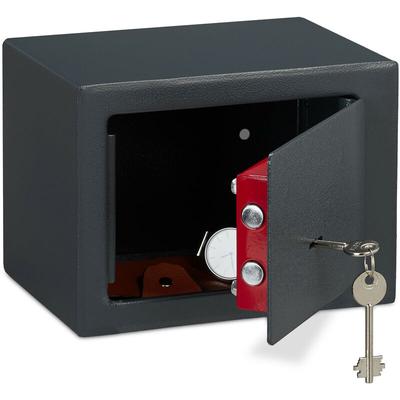 Möbeltresor mit Schlüssel, Doppelbartschloss, Befestigung an Wand o. Boden, Minisafe, hbt: 17 x 23 Image