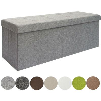 Dunedesign - Faltbare Sitzbank 110x38x38cm Sitztruhe inkl. 2 Trennwände 120L Polsterbank Grau Image