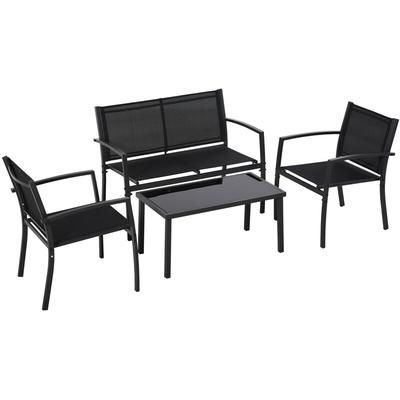 Frankystar - Adelaide - Design-Gartensalon mit Sofa + 2 Sesseln + Couchtisch mit Glasablage. 4-tlg. Image